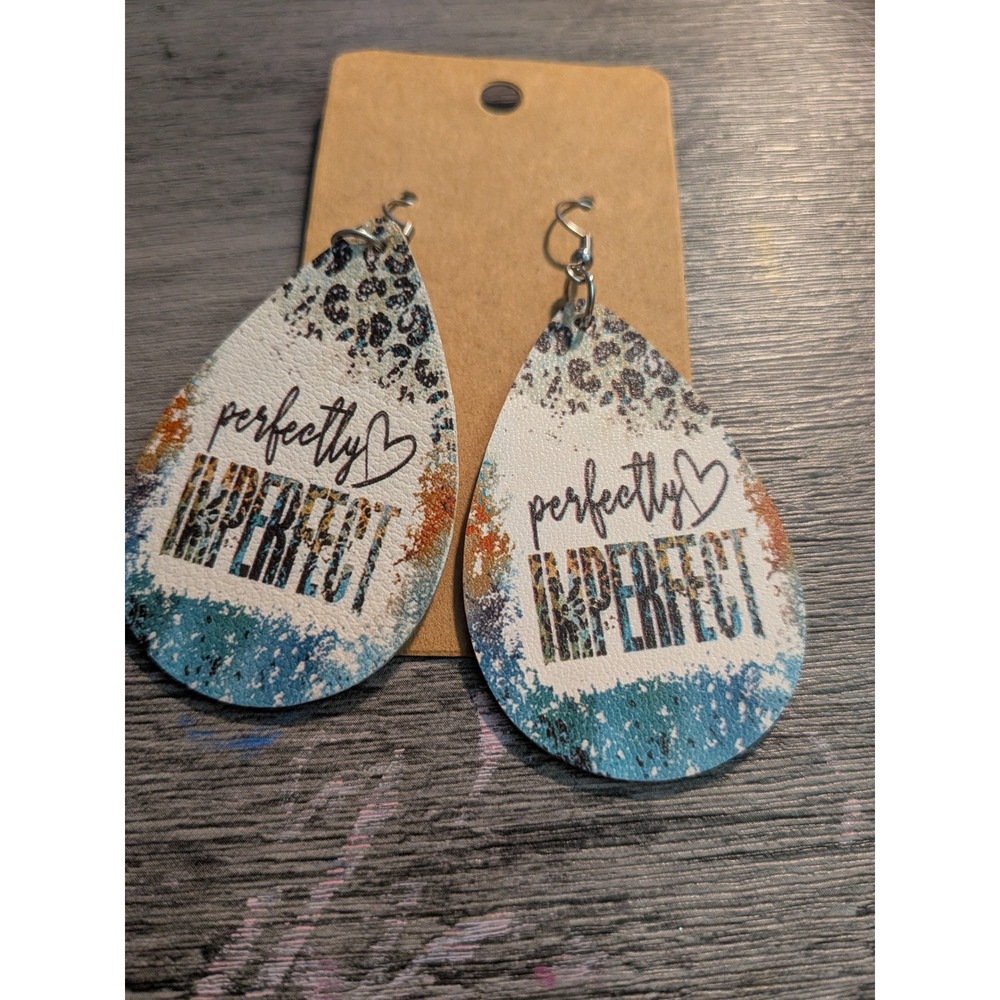 Perfectly Imperfect Faux Leather Teardrop Earrings Leopard Print Splatter Boho